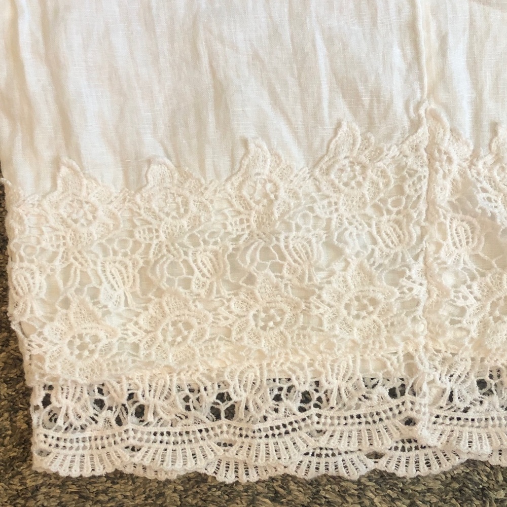 Cynthia Rowley White Lace Trim linen Casual Pants - Picture 3 of 3